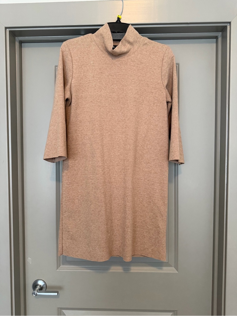 Zara Beige/Taupe Turtleneck Shift Dress